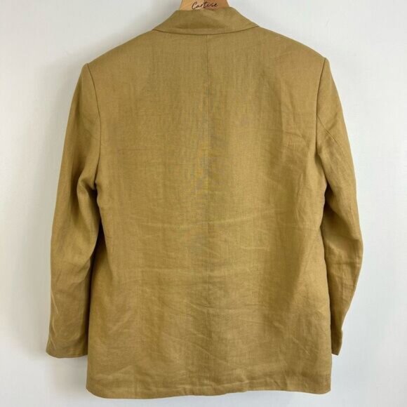 ZARA Double Breasted Tailored Blazer Coat Linen Women Medium Classic Minimalist - Picture 13 of 15